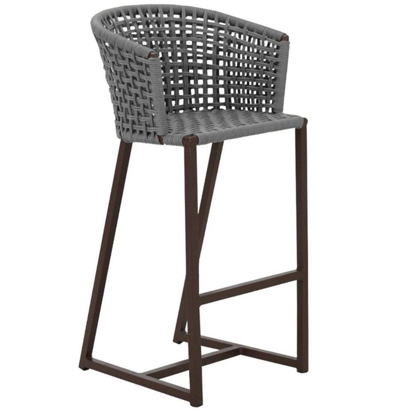 4 Banquetas Bali Em Alumínio E Corda Náutica Trama Original Prata - imagem 2