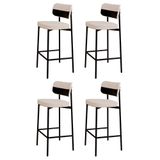 Banqueta Alta Bar Estofada Kit 4 Ella M25 Linho Palha-preto - Mpozenato