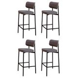 Banqueta Alta Bar Estofada Kit 4 Ella M25 Linho Cinza - Mpozenato
