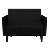 Sofá Retrô Namoradeira Compacta Jade 2 Lugares Suede Preto - D&#39;rossi