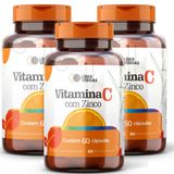 Vitamina C 500mg Com 60 Cáp - 3 Potes Imunidade Forte, Pele Saudável E Mais Energia Todos Os Dias!