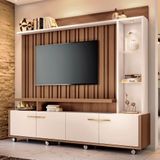 Estante Painel De Tv 60 Pol 200cm Titan Castanho-off White - Hb Móveis