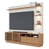 Estante Home Theater Para Tv 70 Pol. Com Led 200cm Amiche C05 Freijó-off White Matte - Mpozenato