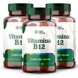 Vitamina B12 500mg Com 60 Cápsulas - 3 Potes Energia, Memória E Bem-estar Em Alta Performance