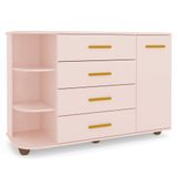Cômoda Infantil Com Cantoneira E 4 Gavetas 100% Mdf New Lorena Rosê - Phoenix