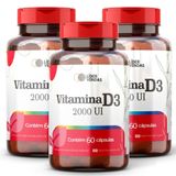 Vitamina D3 2000ui 500mg Com 60 Cáp - 3 Potes | Imunidade, Energia E Ossos Fortes Todos Os Dias!