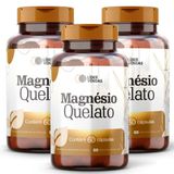 Magnésio Quelato 500mg 60 Capsulas - 3 Potes Alta Absorção Para Saúde Óssea, Muscular E Mental!