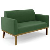 Sofá Namoradeira Base Madeira Castanho Maressa Suede Verde - Ibiza