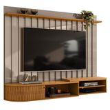 Painel Para Tv 75 Pol Com Bancada Suspensa 207cm Emília Z10 Fendi/naturale - Mpozenato