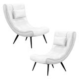 Kit 2 Poltronas Decorativas Sala De Estar Com Almofada E Pés Palito Lord Facto Dunas Branco - Ibiza