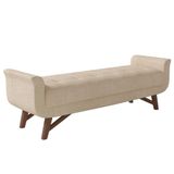 Puff Recamier Calçadeira 140cm Base Madeira Neville Z37 Boucle Bege - Mpozenato
