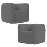Poltrona Para Sala De Estar Decorativa Kit Com 2 Maggie Z08 Boucle Cinza - Mpozenato