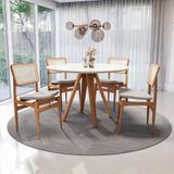 Conjunto Sala De Jantar Madeira Maciça 4 Cadeiras Kappesberg Off White Linho Caqui Tela Bege