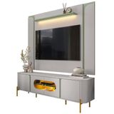 Painel Tv 75 Pol Marina E Rack Com Led 180cm Ricky Off/pistache B02 - Mpozenato