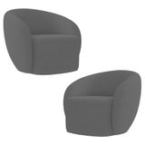Poltrona Para Sala De Estar Orgânica Kit Com 2 Garbin Z08 Boucle Cinza - Mpozenato