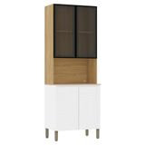 Paneleiro De Cozinha Portas De Vidro Minsk Branco/freijó Z06 - Mpozenato