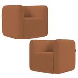 Poltrona Para Sala De Estar Decorativa Kit Com 2 Maggie Z08 Boucle Terracota - Mpozenato
