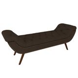 Puff Recamier Calçadeira 160cm Pés Palito Madeira Vêneto Z37 Veludo Marrom - Mpozenato