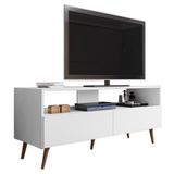 Rack Para Sala Bancada De Tv 55 Pol 136cm Pés Retrô Senna Z34 Branco - Mpozenato