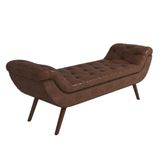 Puff Recamier Calçadeira 160cm Pés Palito Madeira Vêneto Z37 Couríssimo Camel - Mpozenato