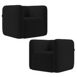 Poltrona Para Sala De Estar Decorativa Kit Com 2 Maggie Z08 Veludo Preto - Mpozenato