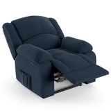Poltrona Do Papai Reclinável Pietra Power Touch Usb Fh9 Veludo Azul - Mpozenato