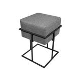 Puff Decorativo Quadrado Base De Ferro Preta Tecido Veludo Preto