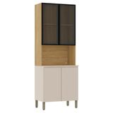 Paneleiro De Cozinha Portas De Vidro Minsk Vanilla/freijó Z06 - Mpozenato