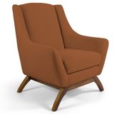 Poltrona Decorativa Base Manu Madeira Juliet Veludo C-262 Telha - Domi