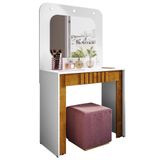Penteadeira Camarim 90cm Com Espelho Lilian Branco/naturalle B02 - Mpozenato