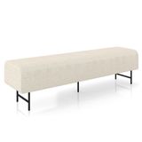 Puff Recamier Decorativo Pés Em Ferro 195cm Dublin Z37 Linho Creme - Mpozenato