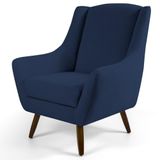 Poltrona Decorativa Pé Palito De Madeira Juliet Veludo C-304 Azul Marinho - Domi