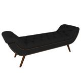 Puff Recamier Calçadeira 160cm Pés Palito Madeira Vêneto Z37 Veludo Preto - Mpozenato
