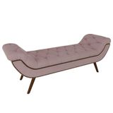 Puff Recamier Calçadeira 195cm Pés Palito Madeira Vêneto Z37 Veludo Rosê - Mpozenato