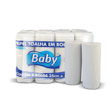 Papel Toalha Bobina Branco Baby Com 8 Rolos De 50 Metros