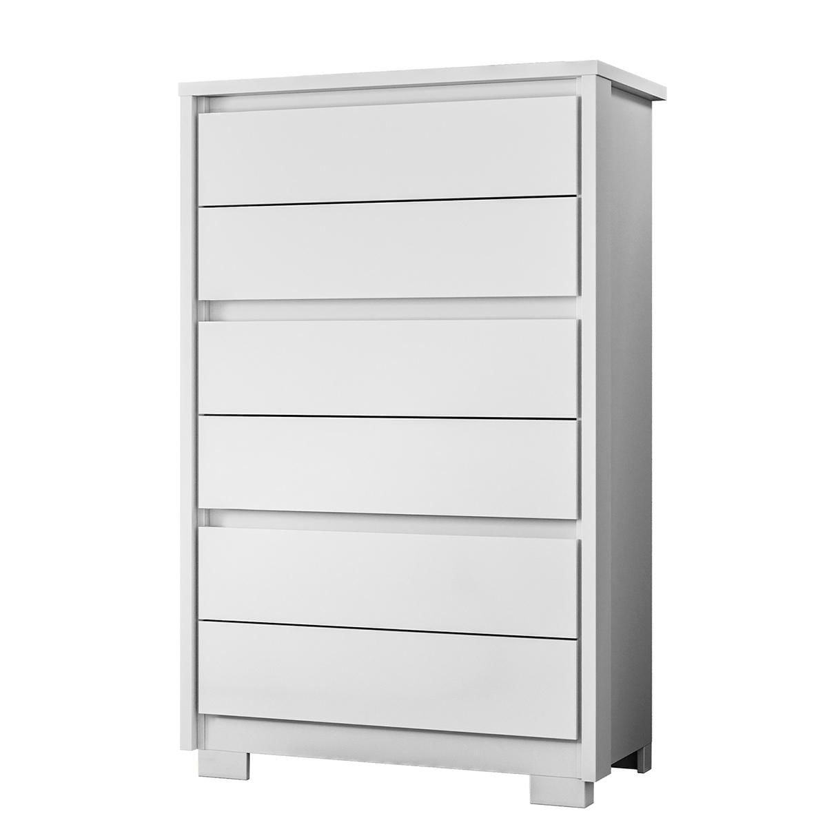 Cômoda Unno 79cm 6 Gavetas Com Pés Plástico Branco