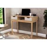 Mesa De Computador Mb 1099 C/ 2 Gavetas Mel/off White - Movelbento