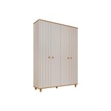 Guarda Roupa Infantil C/ 4 Portas (2 Ripadas) Cupcake Off White/nature - Permóbili Baby
