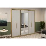 Guarda Roupa Casal 6 Portas (2 C/ Espelho) E 2 Gavetas Ph 1804 Cedro/off White - Herval