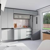 Cozinha Modulada 5 Peças 3 Aéreos 1 Balcão 1 Paneleiro Nara Cabecasa Madeiramadeira Cinza Claro