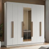 Guarda-roupa Casal 8 Portas Batentes Com Espelho Branco/branco/rustic Venus Madesa