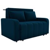 Sofa Cama 2 Lugares 138 Cm Amora New Veludo E433 Azul Milani Store Azul