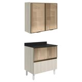 Armario Aereo Vidro Balcao 80 Cm Mdf Kali Bianco Toq Bianco Toq Nicioli