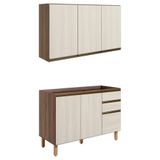 Armario Aereo Balcao Pia 120 Cm Mdf Kali Carvalho Toq Bianco