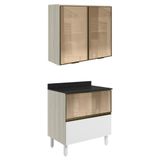 Armario Aereo Vidro Balcao 80 Cm Mdf Kali Bianco Toq Branco Uv Nicioli