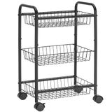 Carrinho Rolante Songmics De Metal De 3 Camadas Com Cestos Pretos Ubsc03bk