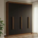 Guarda-roupa Casal 6 Portas Batentes Venus Madesa Rustic/preto