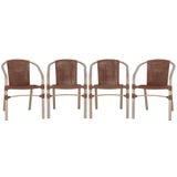 04 Cadeiras Floripa Aluminio Pintura Fendi Trama Original Marrom