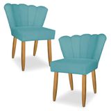Kit 02 Cadeira Petala Para Sala Tv E Jantar - Leo Decor Azul Turquesa