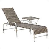 1 Espreguiçadeira Catar E 1 Mesa Garden Alumínio E Fibra Cappuccino